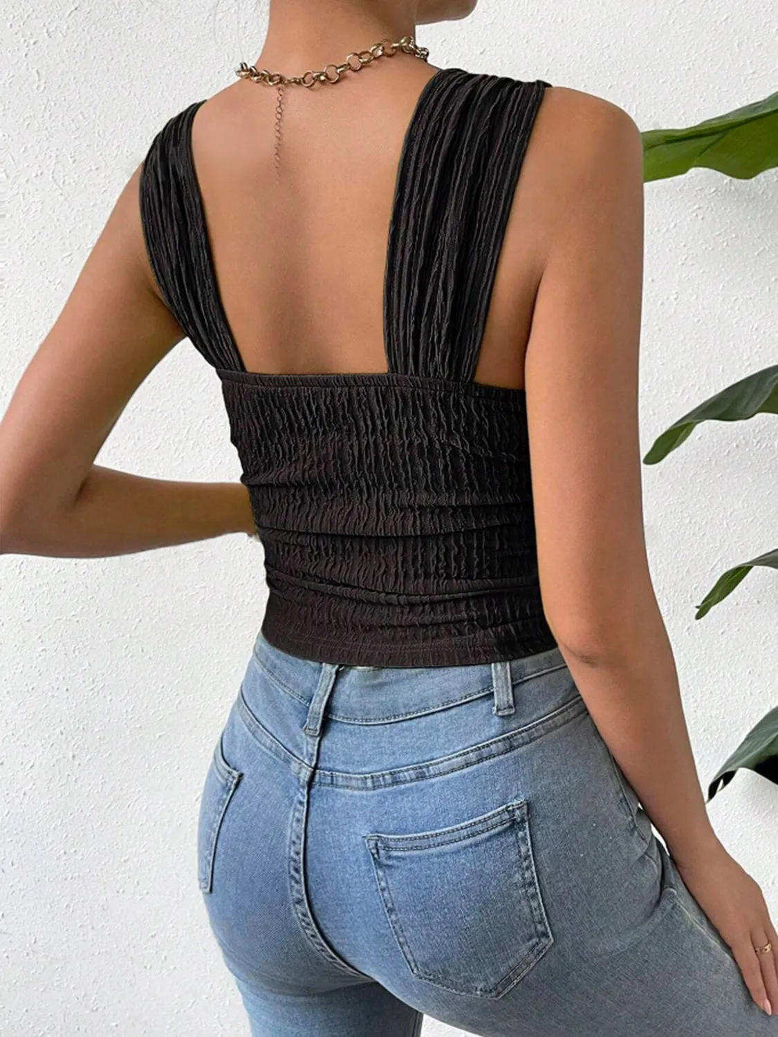 🌼 Textured Square Neck Wide Strap Tank 🌼