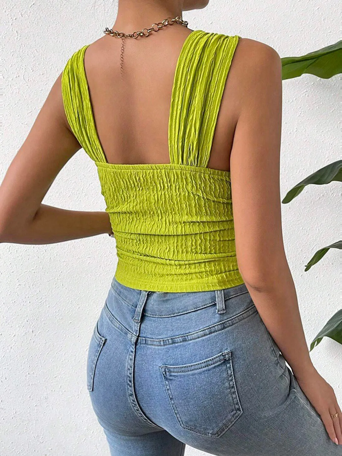 🌼 Textured Square Neck Wide Strap Tank 🌼