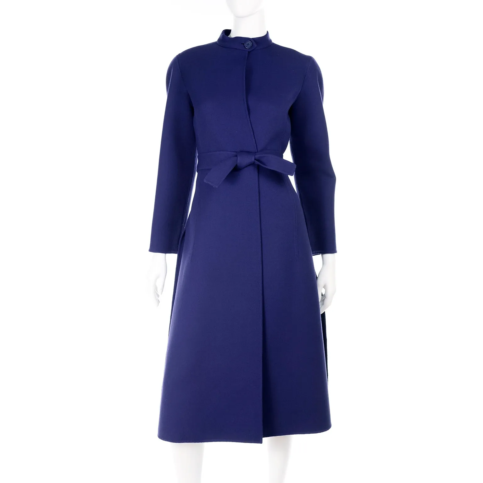 1976 Vintage Geoffrey Beene Minimalist Royal Blue Coat And Skirt Ensemble