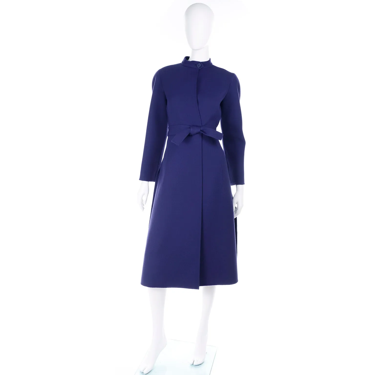 1976 Vintage Geoffrey Beene Minimalist Royal Blue Coat And Skirt Ensemble