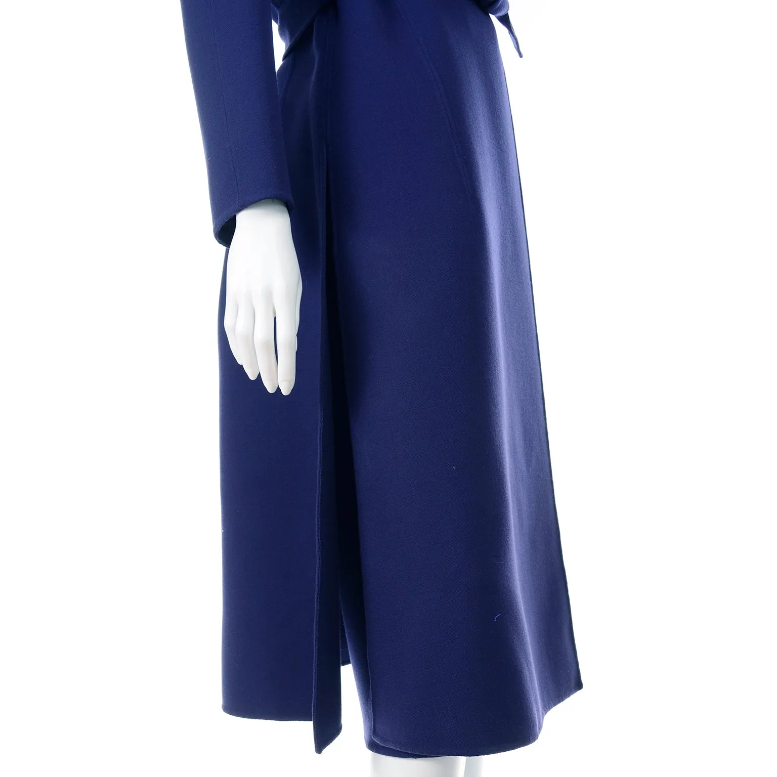 1976 Vintage Geoffrey Beene Minimalist Royal Blue Coat And Skirt Ensemble