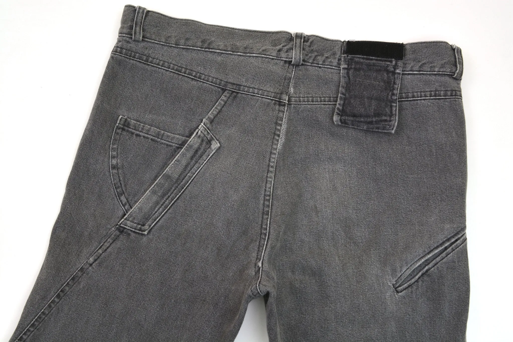 2005 Acid Washed Denim Asymmetric Spiral Jeans with Pocket Details