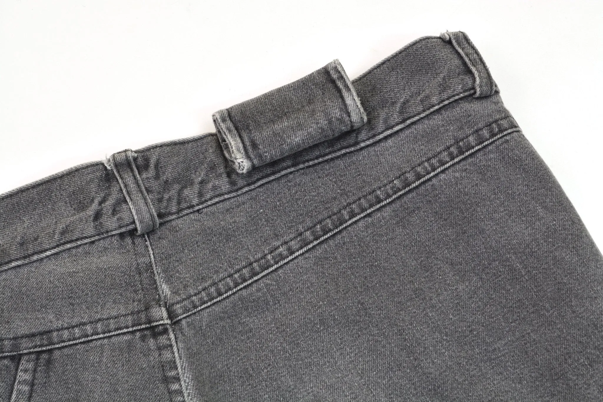 2005 Acid Washed Denim Asymmetric Spiral Jeans with Pocket Details