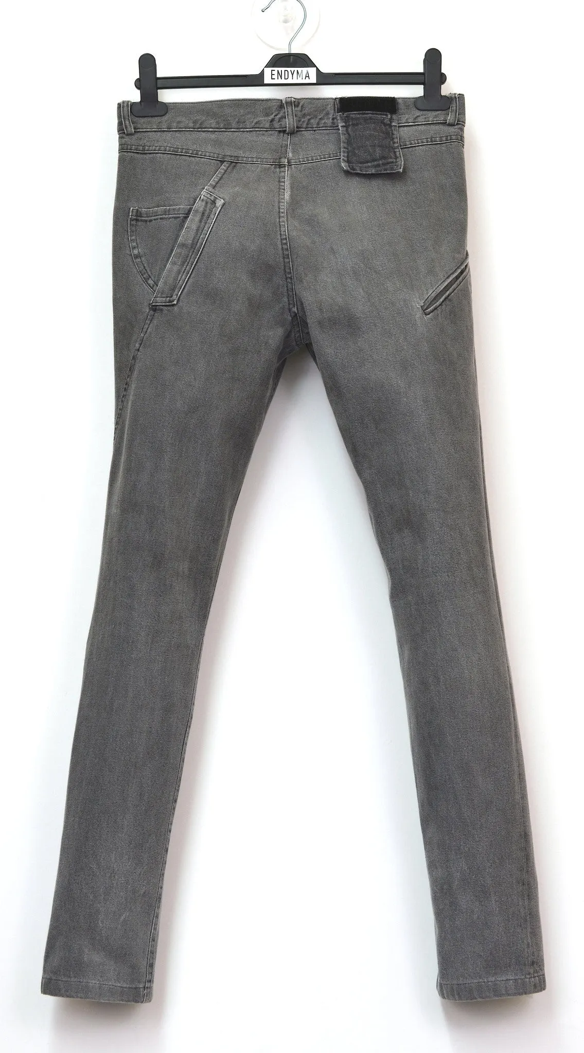 2005 Acid Washed Denim Asymmetric Spiral Jeans with Pocket Details