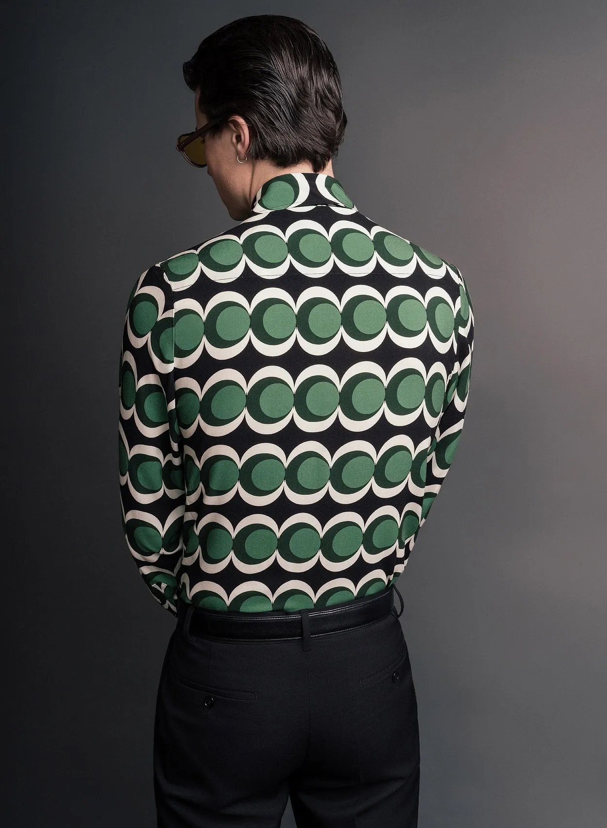 60s Geometric Green Long Sleeve Shirt