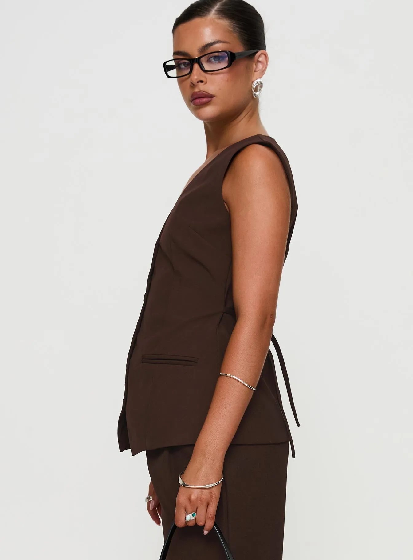 Ambient Longline Button Up Top Chocolate