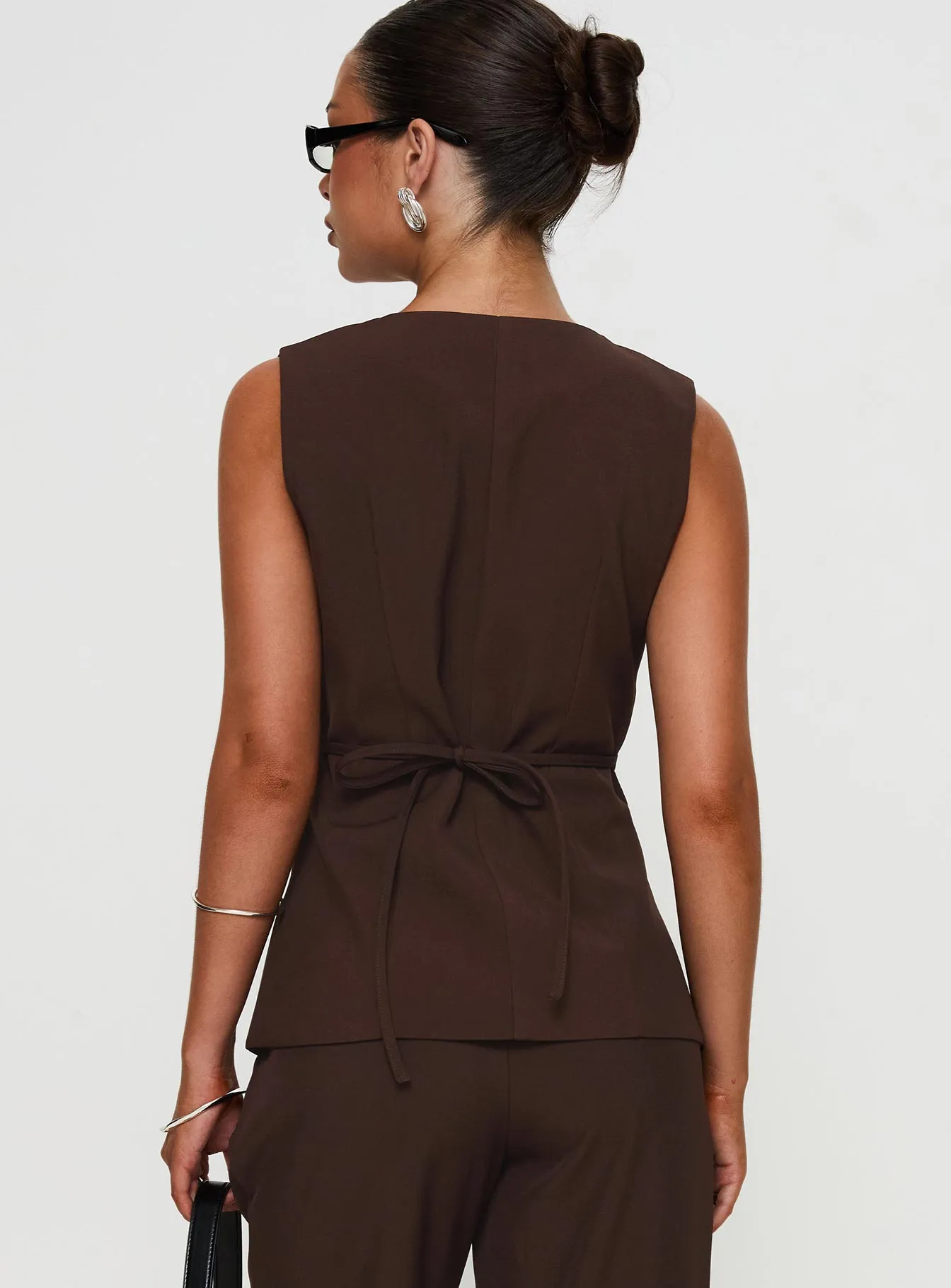 Ambient Longline Button Up Top Chocolate