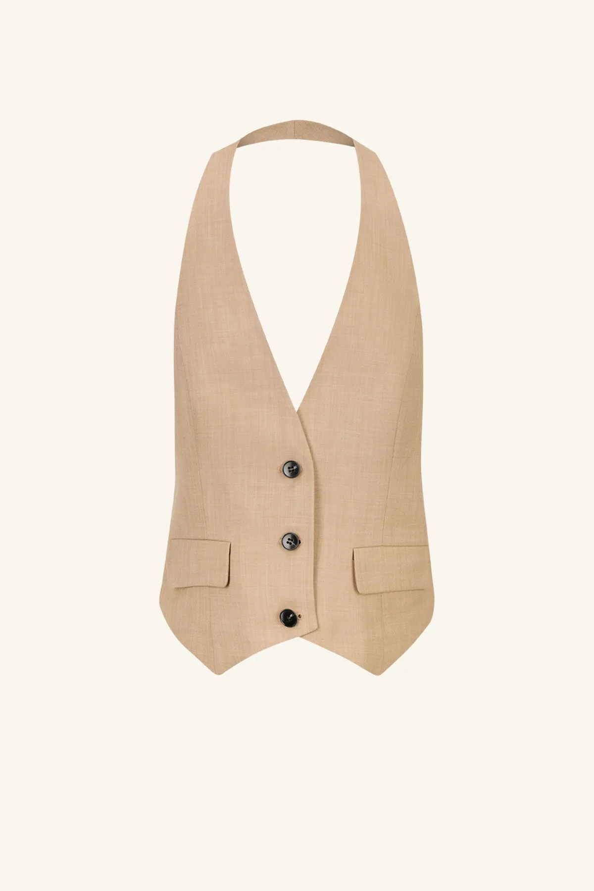 ASHER TAILORED OPEN BACK VEST - LATTE