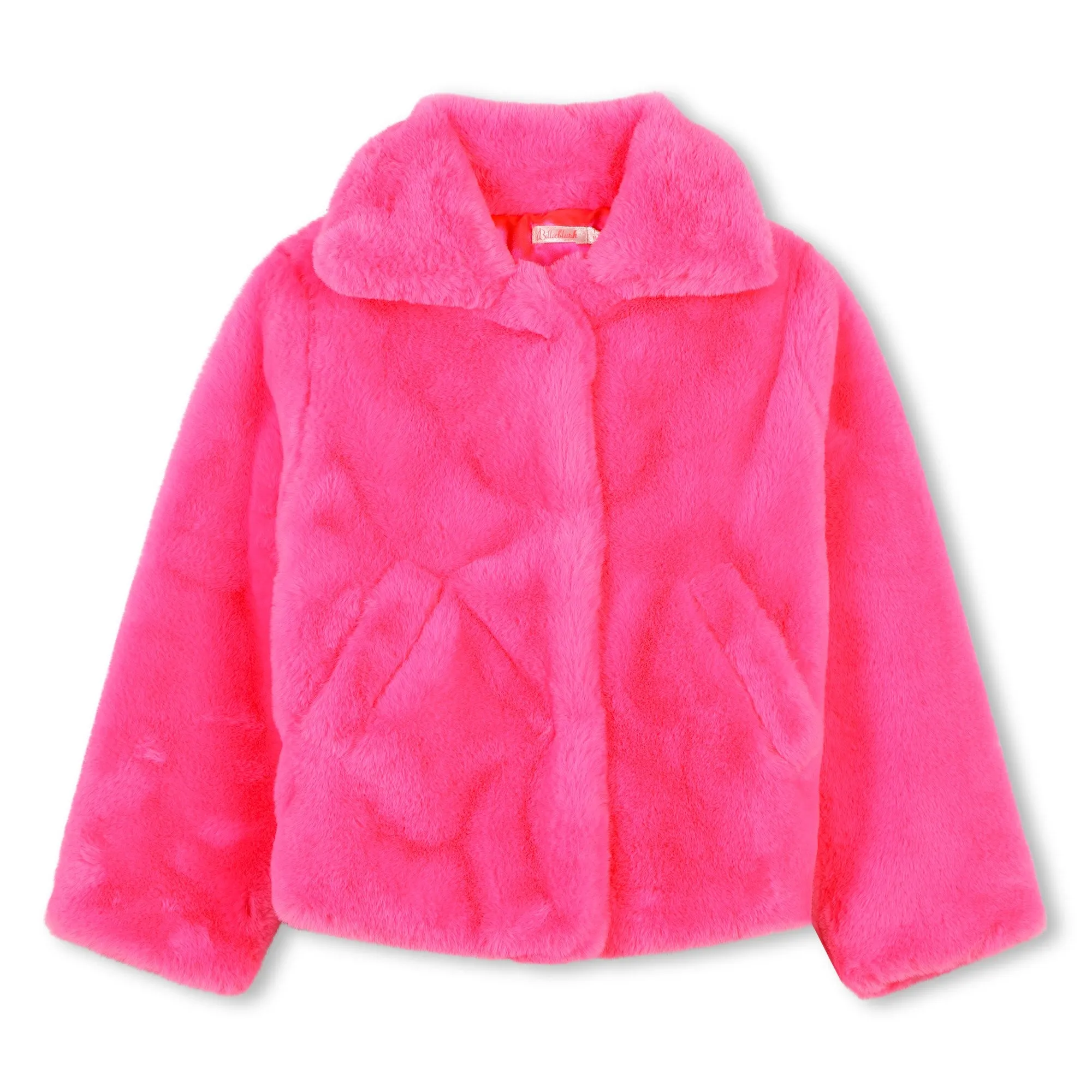 Billieblush Girls Pink Faux Fur Coat