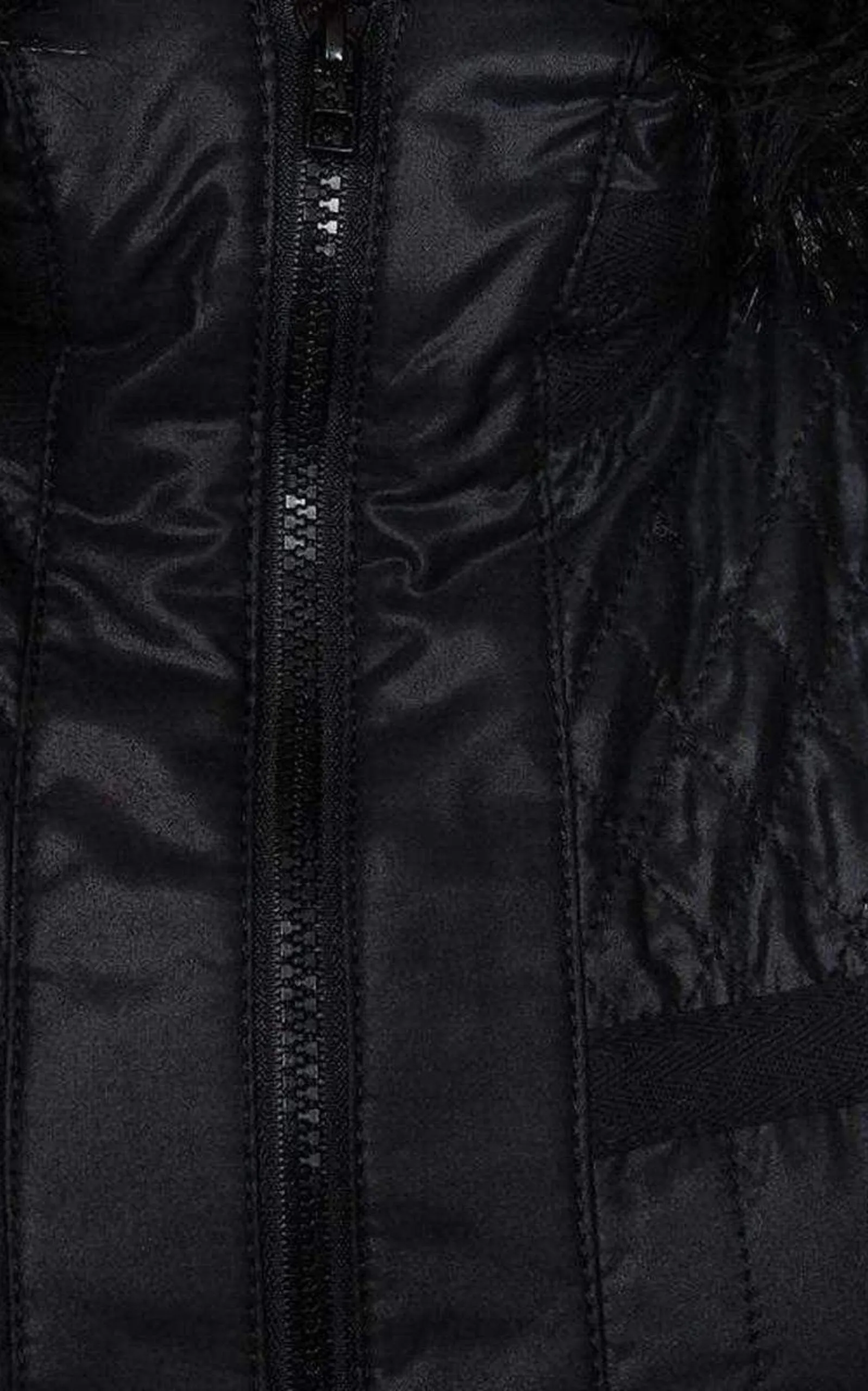 Black Genova Quilted Distressed Coat