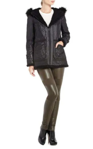 Black Genova Quilted Distressed Coat