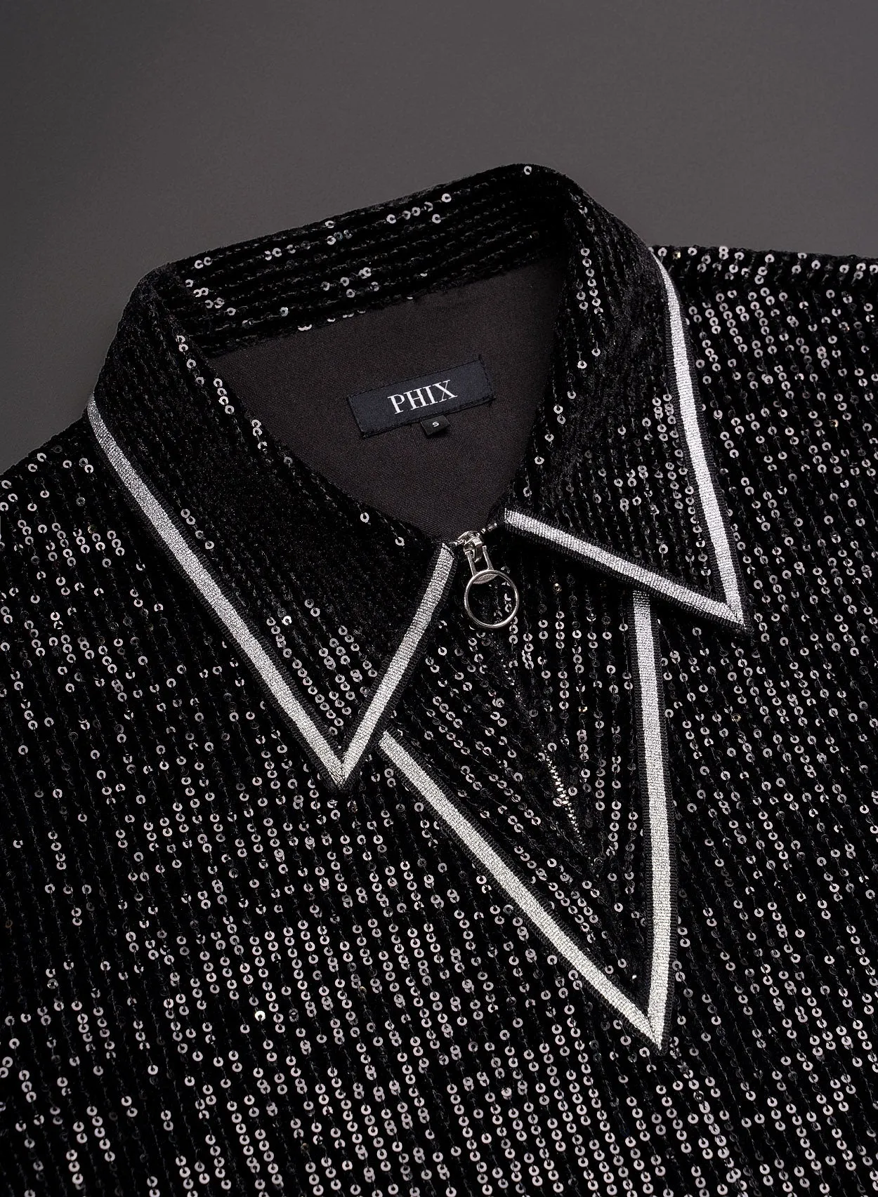 Black Sequin Carnaby Polo Shirt