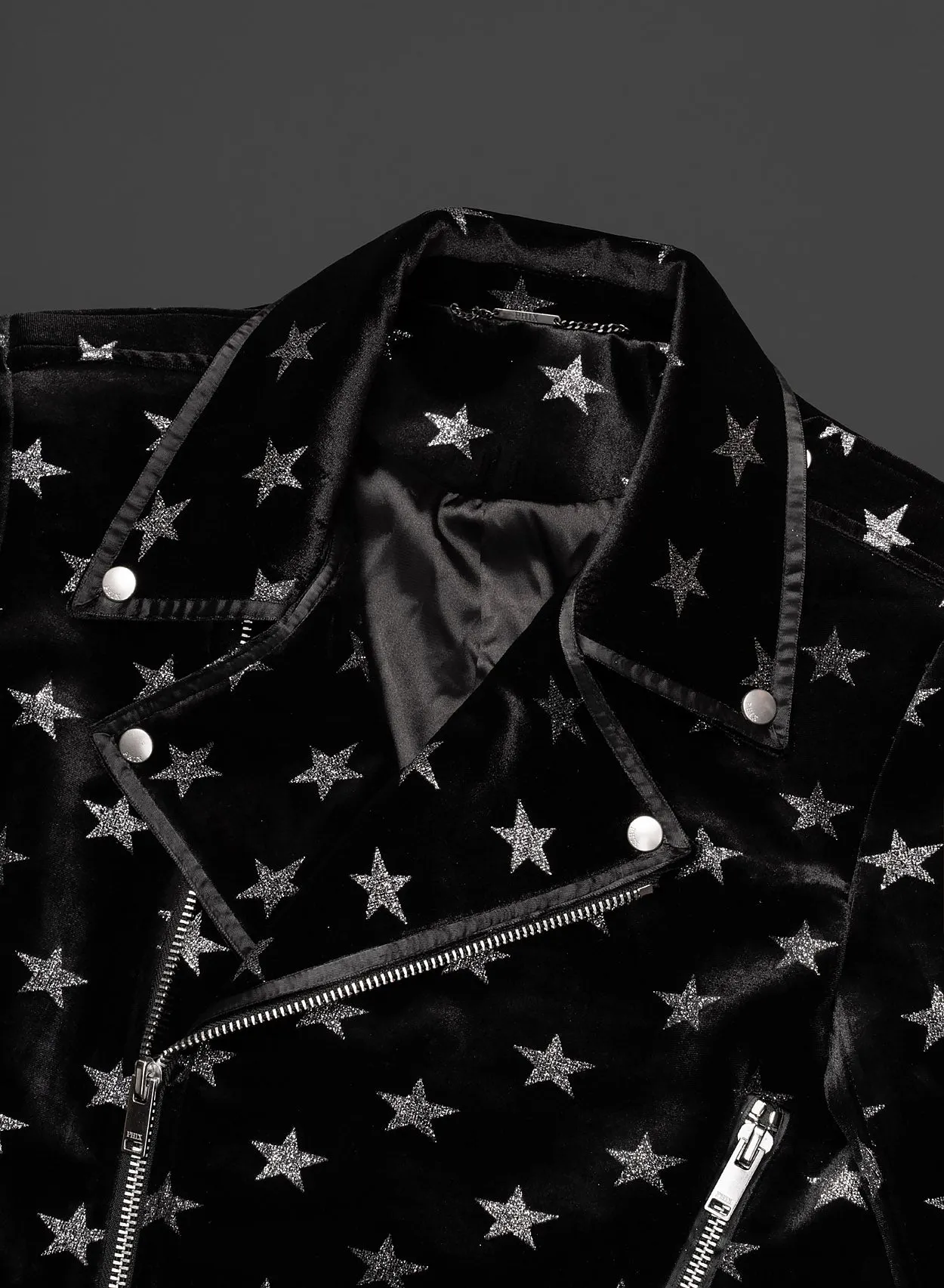 Black Velvet Silver Star Biker Jacket