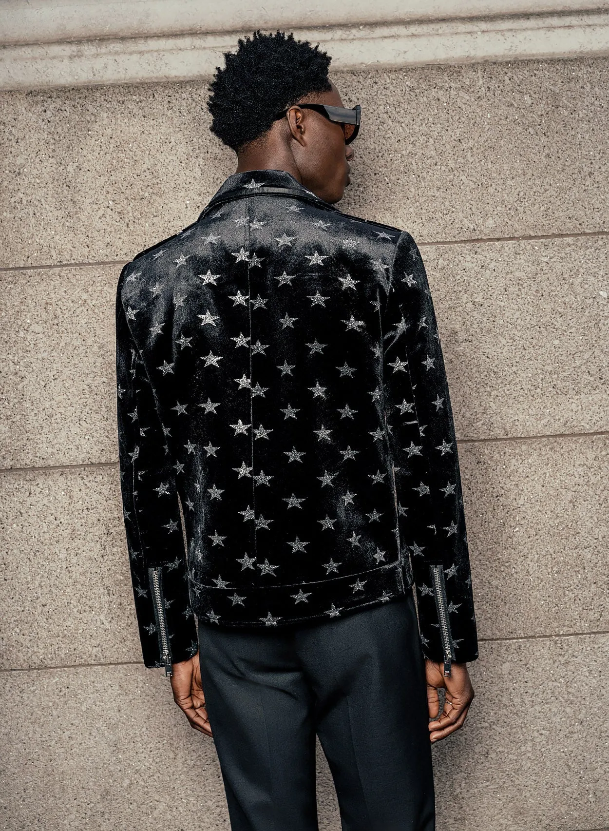 Black Velvet Silver Star Biker Jacket