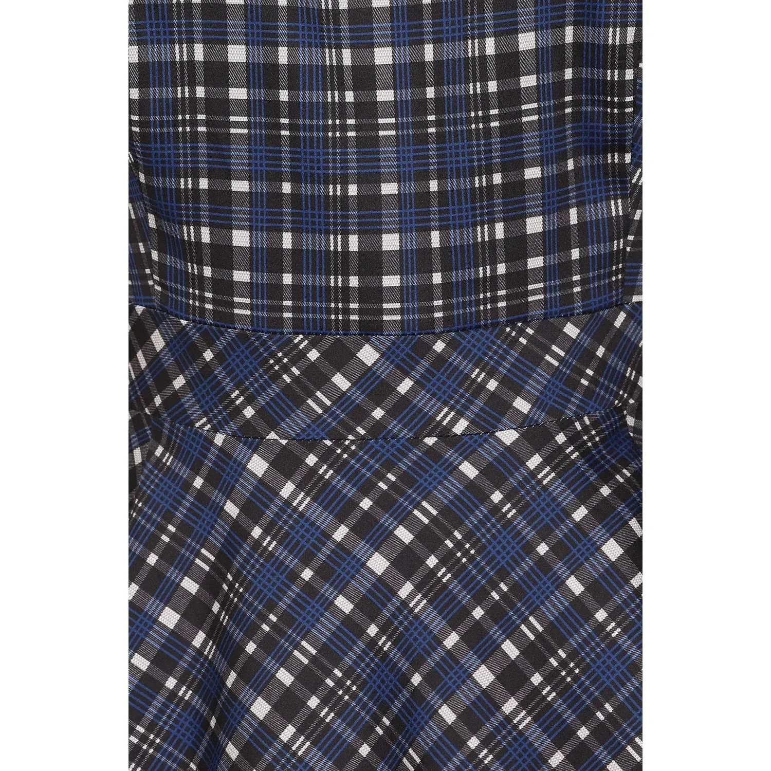 Blue Tartan Check Long Sleeve Burns Night & Rockabilly Style Swing Dress