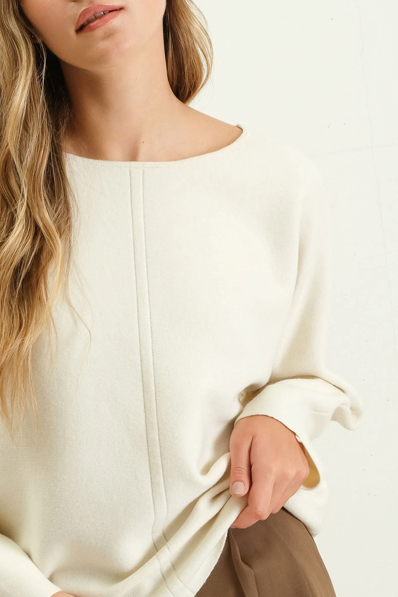 Boat Neck Front Seam Sweater