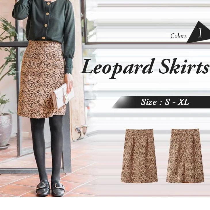 CHAMOIS LEOPARD A-LINE SKIRTS