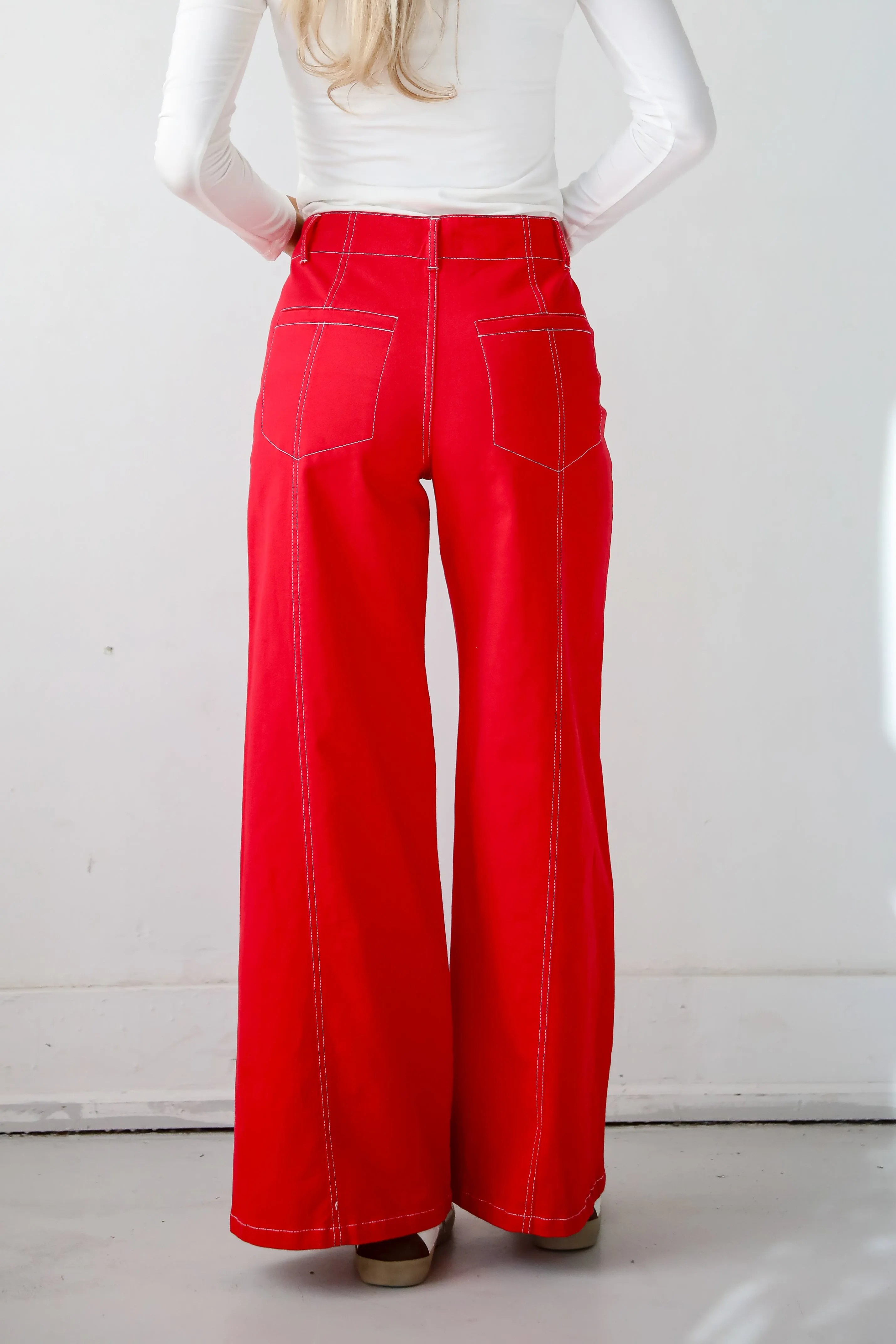 Chic Consideration Red Wide Leg Pants