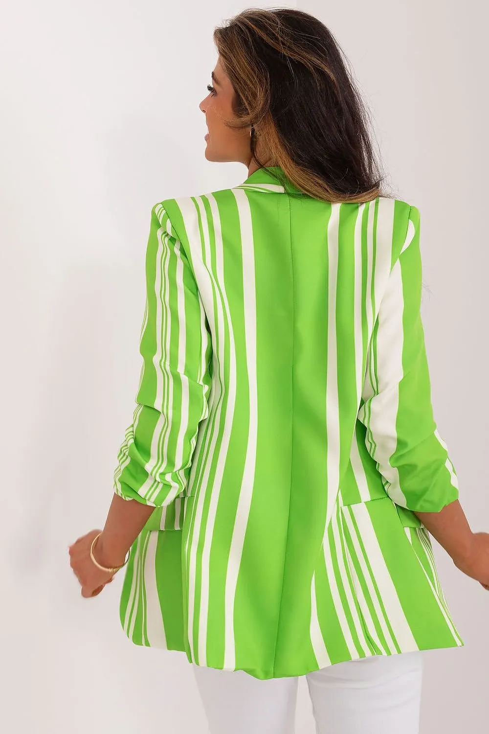 Chic Spring Striped Blazer with Stylish 3/4 Sleeves