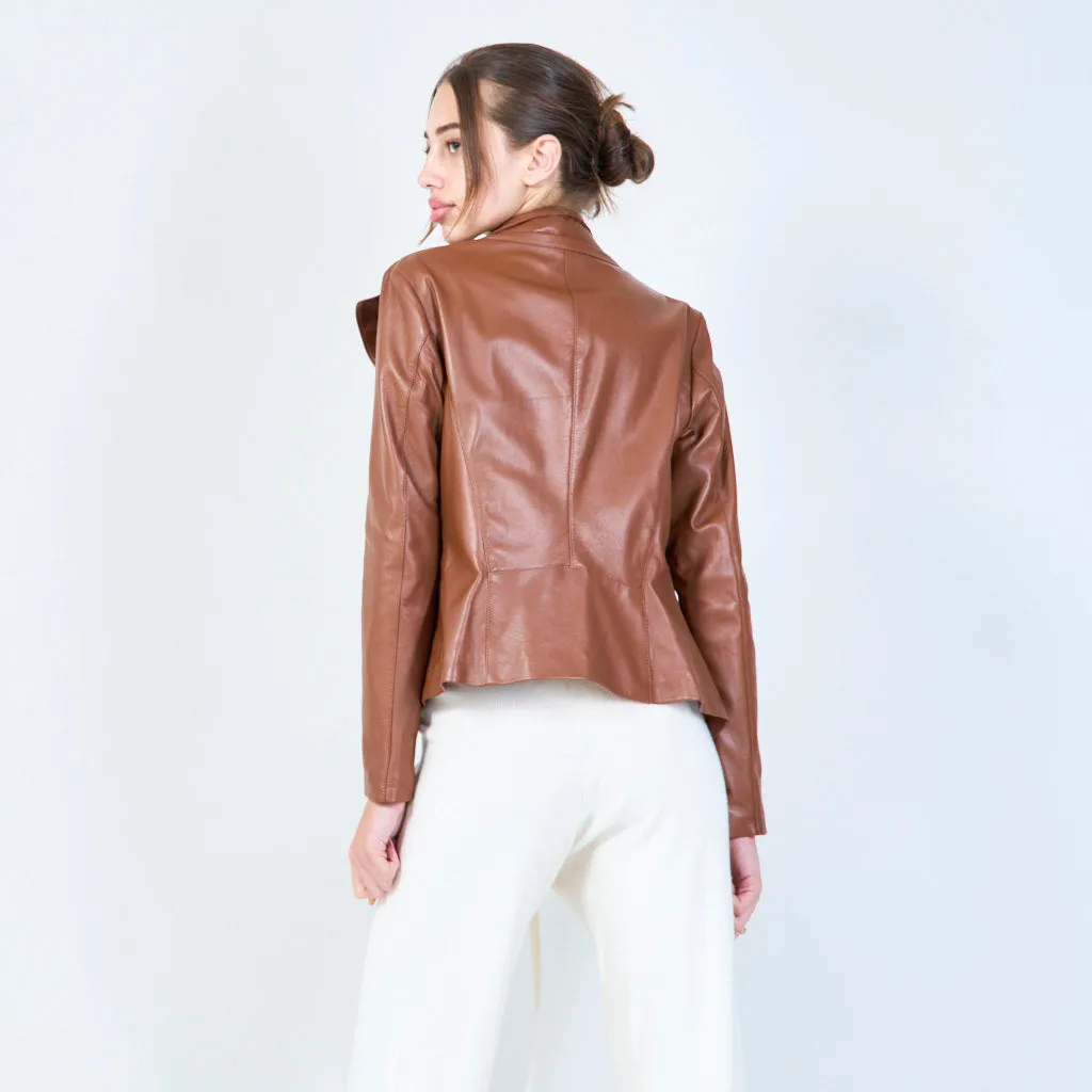 Classic high-neck leather jacket wholesale