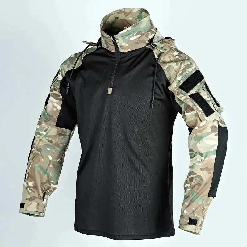 Combat Shirt Hoodies Wear resistant Tops Men Airsoft Tactical Shirts Long Sleeve Paintball Camping Hunting Clothing