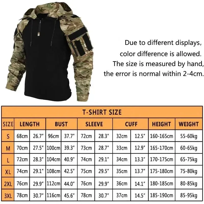 Combat Shirt Hoodies Wear resistant Tops Men Airsoft Tactical Shirts Long Sleeve Paintball Camping Hunting Clothing