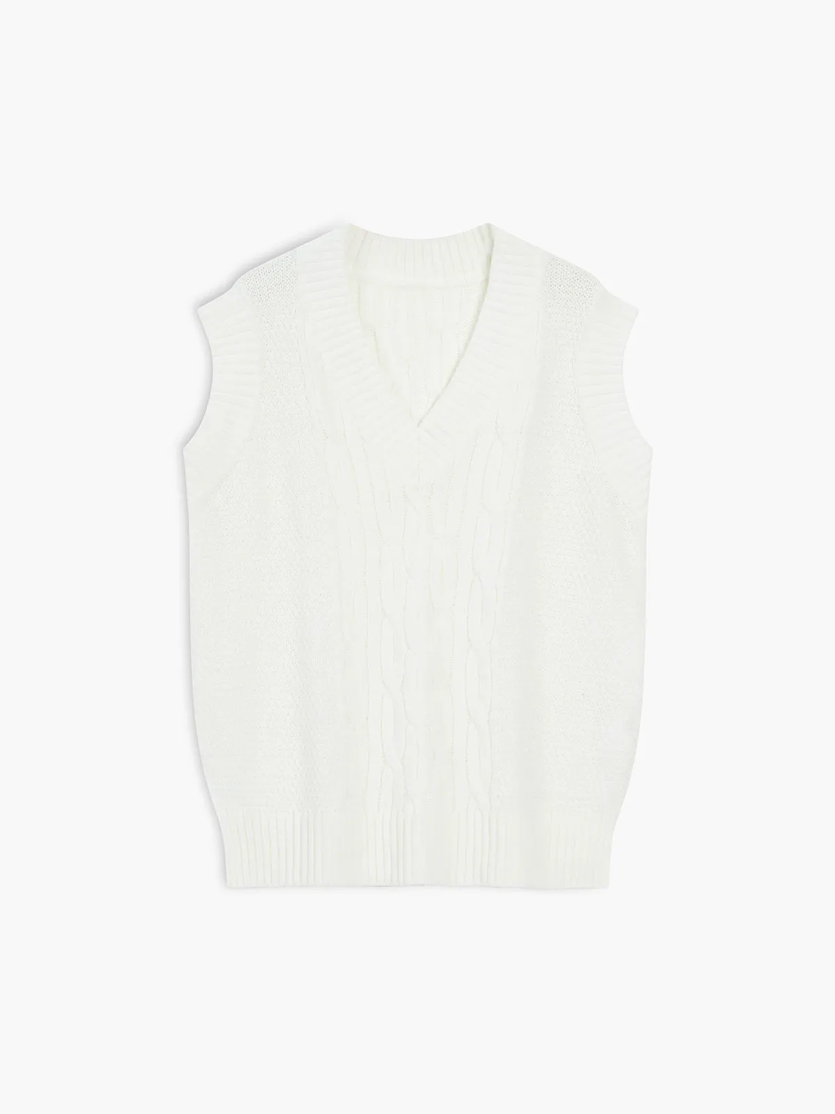 Cream Cable Graceful Knit Sweater Vest