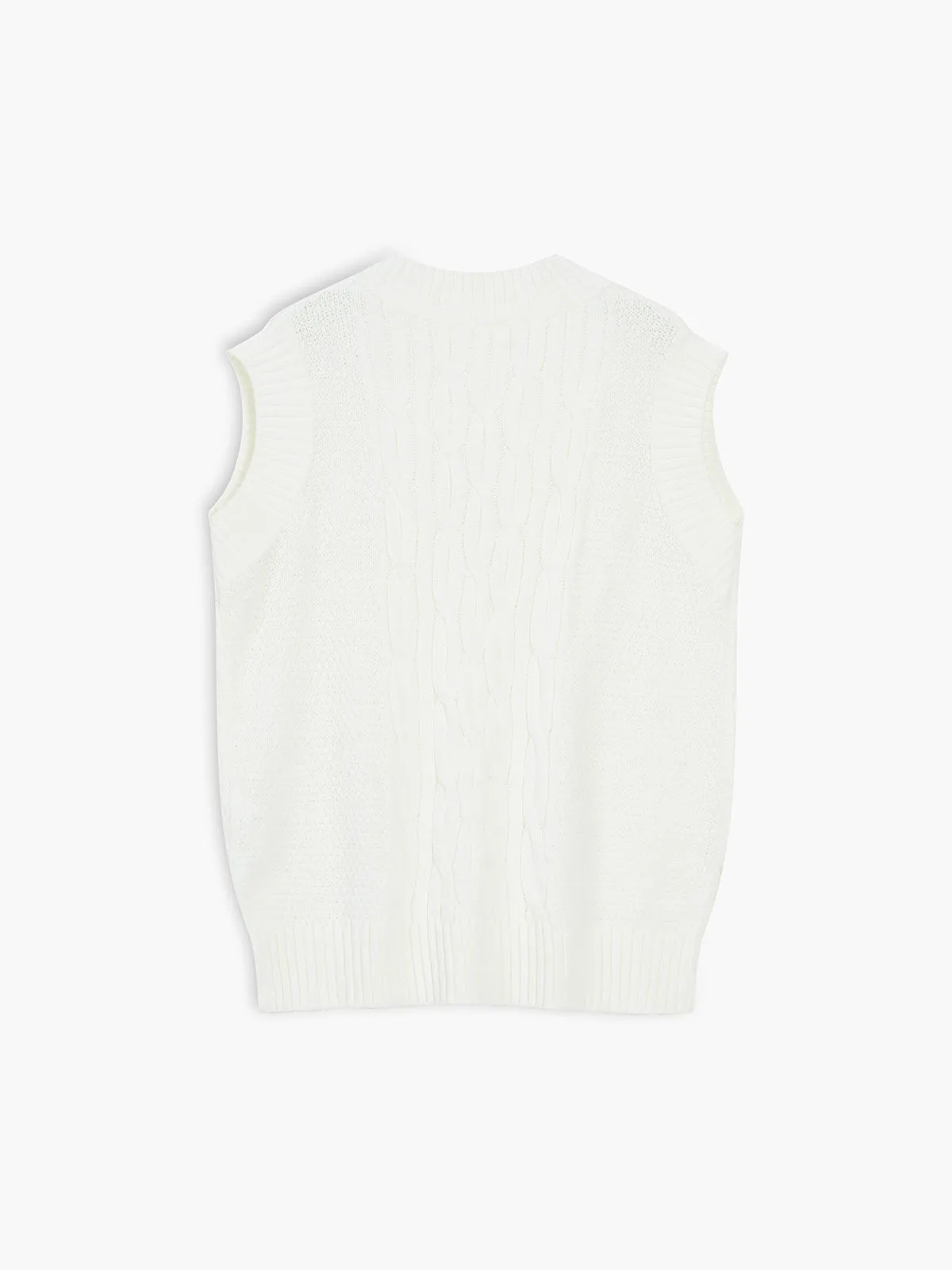 Cream Cable Graceful Knit Sweater Vest