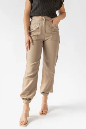 Dane Taupe Coated Cargo Pants - Final Sale