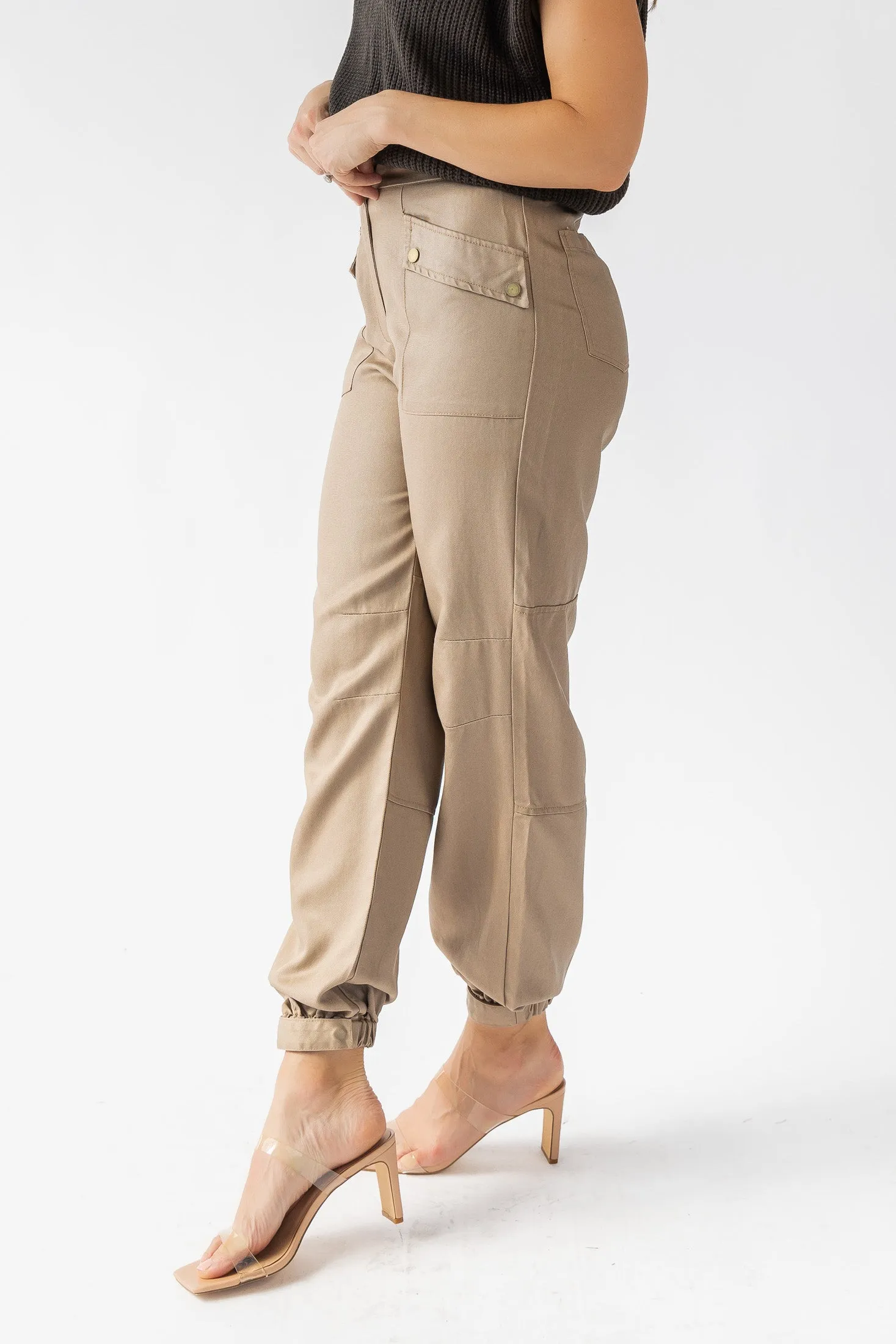 Dane Taupe Coated Cargo Pants - Final Sale