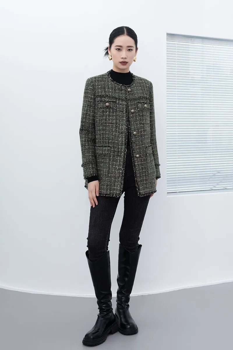 Dark Green Rhombus Pattern Coats