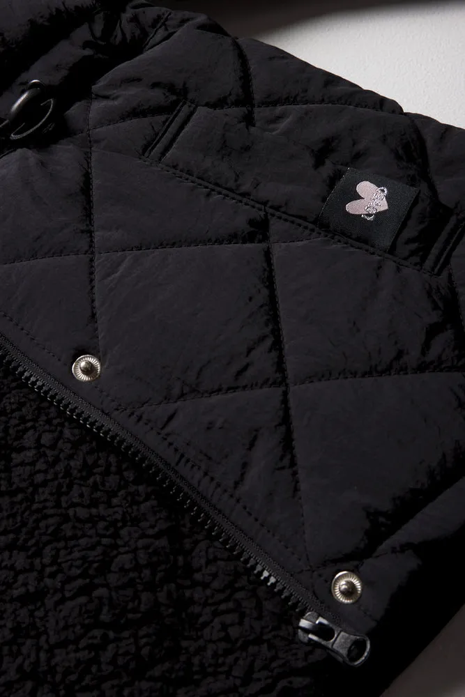 Diamond Quilted Coat Black