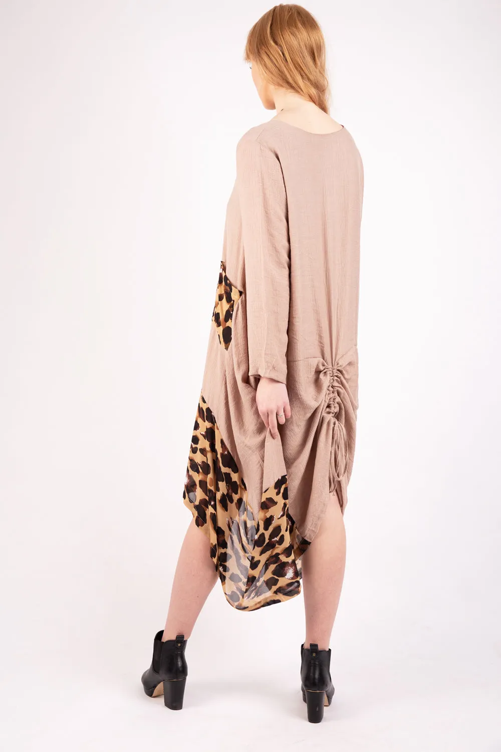 Drape Floaty Leopard Print Border Dress