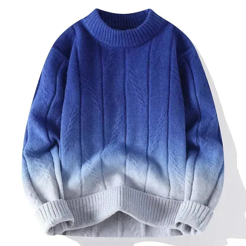 Fall Winter Gradient High-grade woolen Pullover Sweater for Men