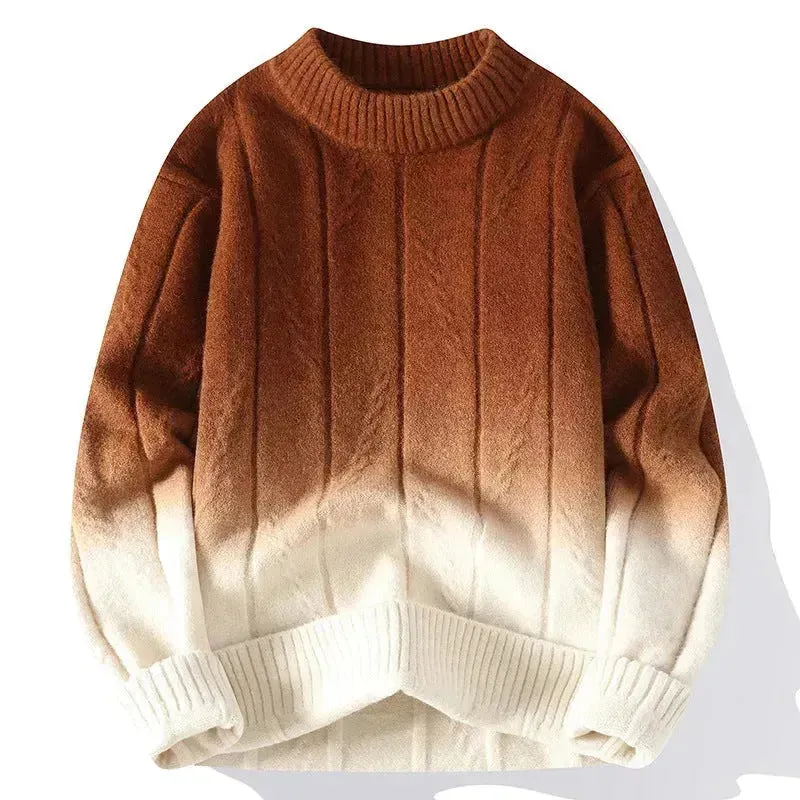 Fall Winter Gradient High-grade woolen Pullover Sweater for Men