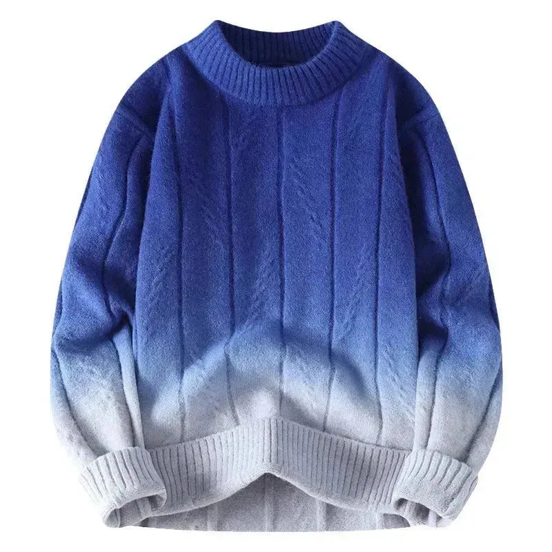 Fall Winter Gradient High-grade woolen Pullover Sweater for Men