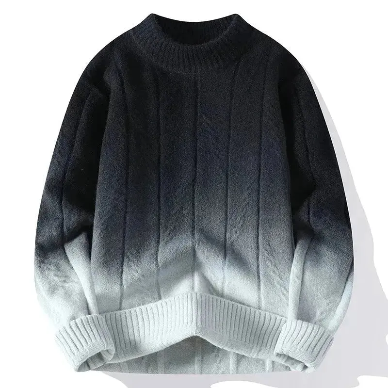 Fall Winter Gradient High-grade woolen Pullover Sweater for Men