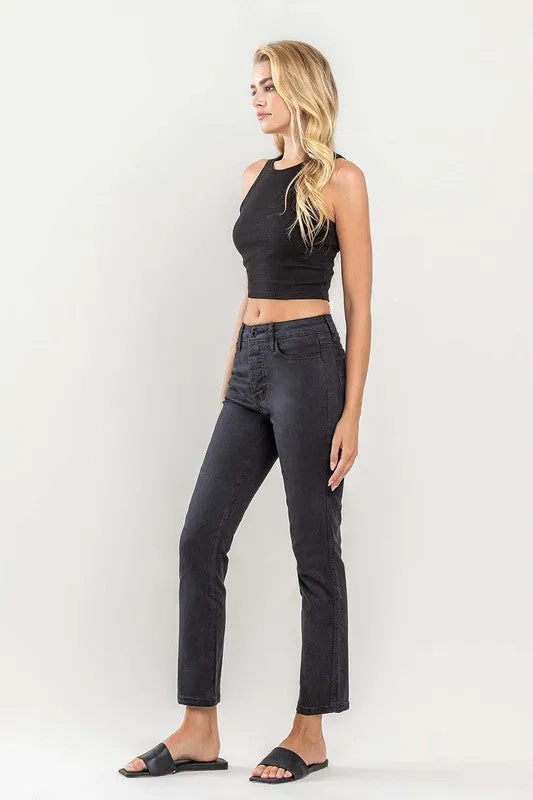 FINAL SALE ~ VERVET High Rise Ankle Straight Black Jean