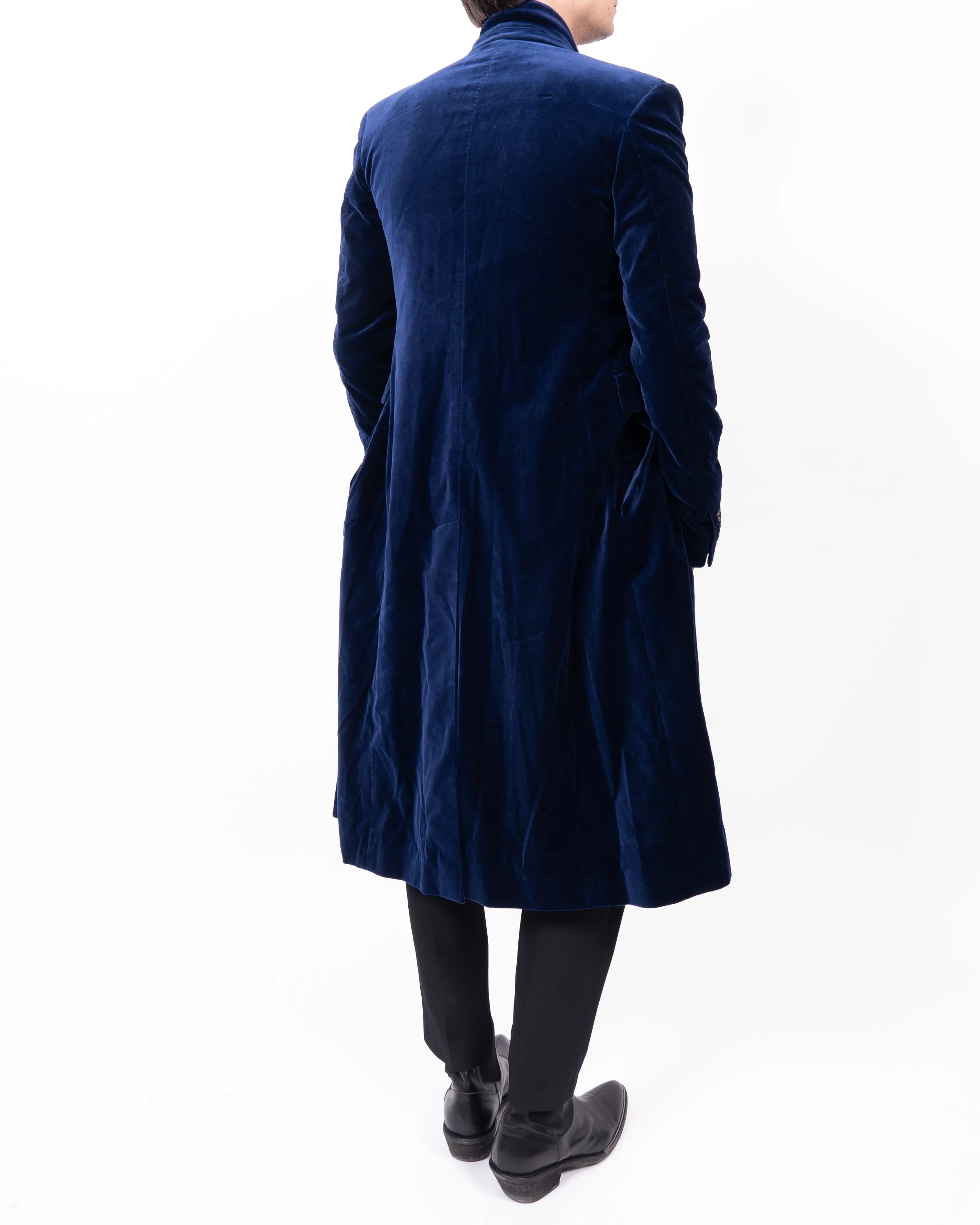 FW20 Classic Double Breasted Coat in Blue Velvet