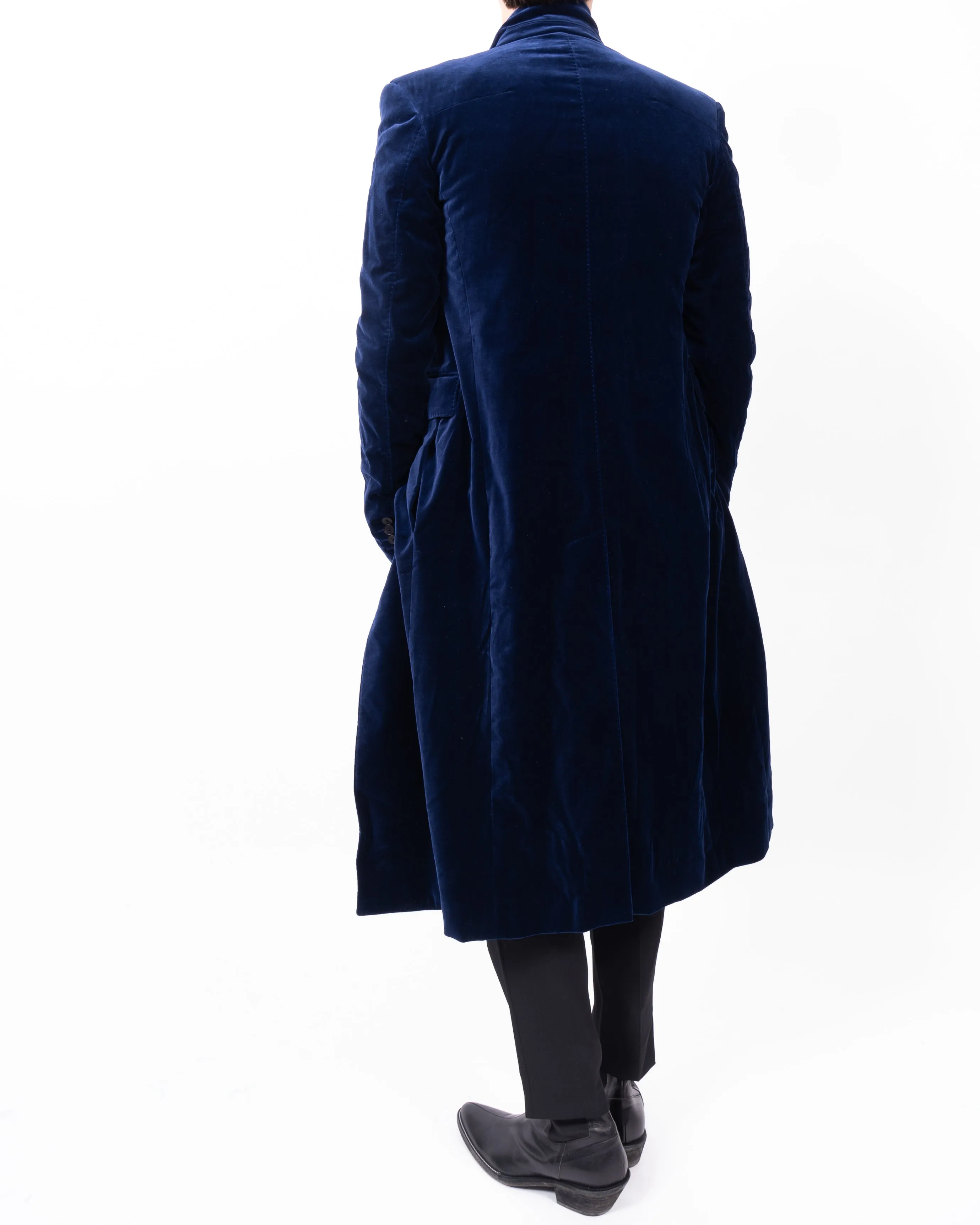 FW20 Classic Double Breasted Coat in Blue Velvet