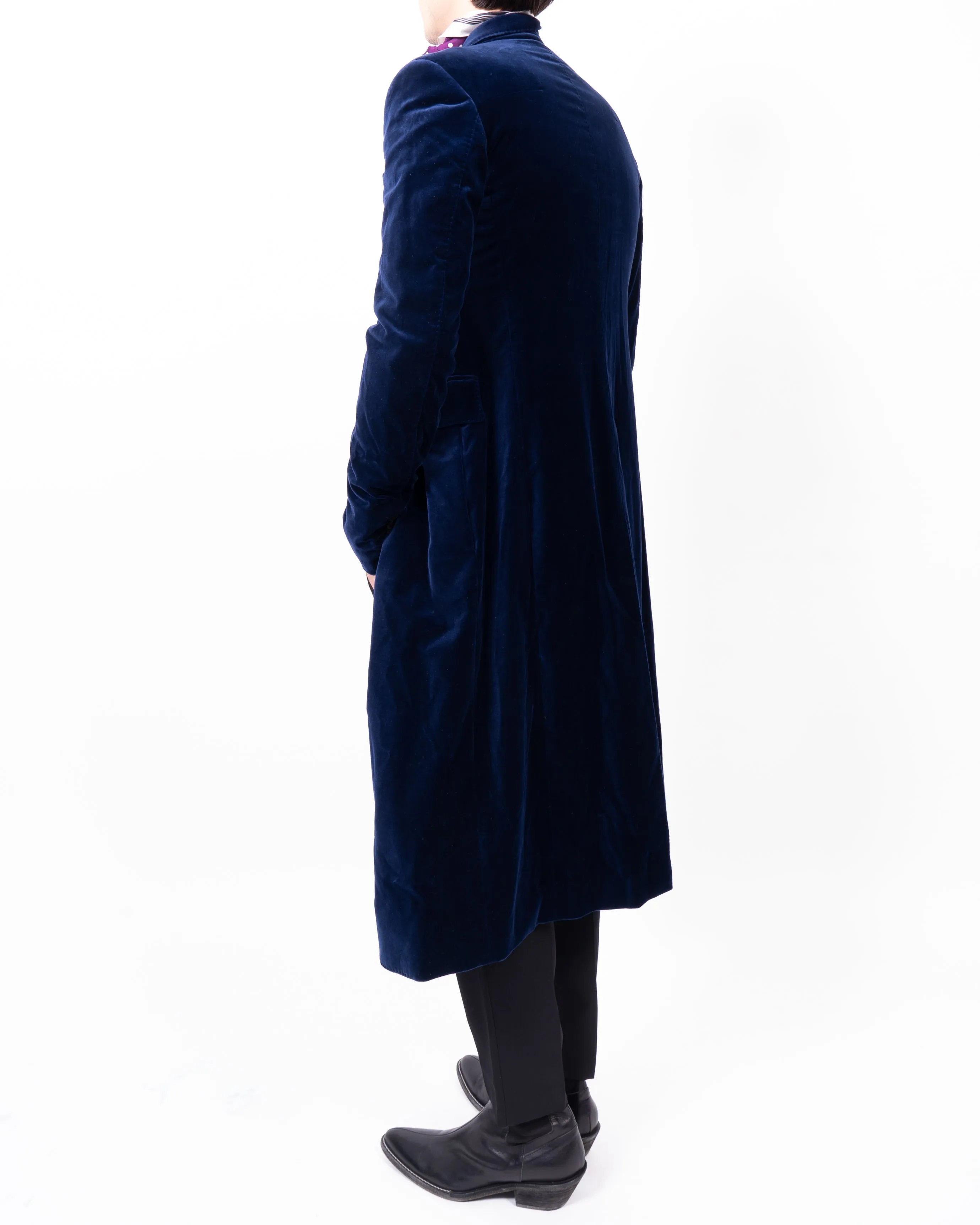 FW20 Classic Double Breasted Coat in Blue Velvet