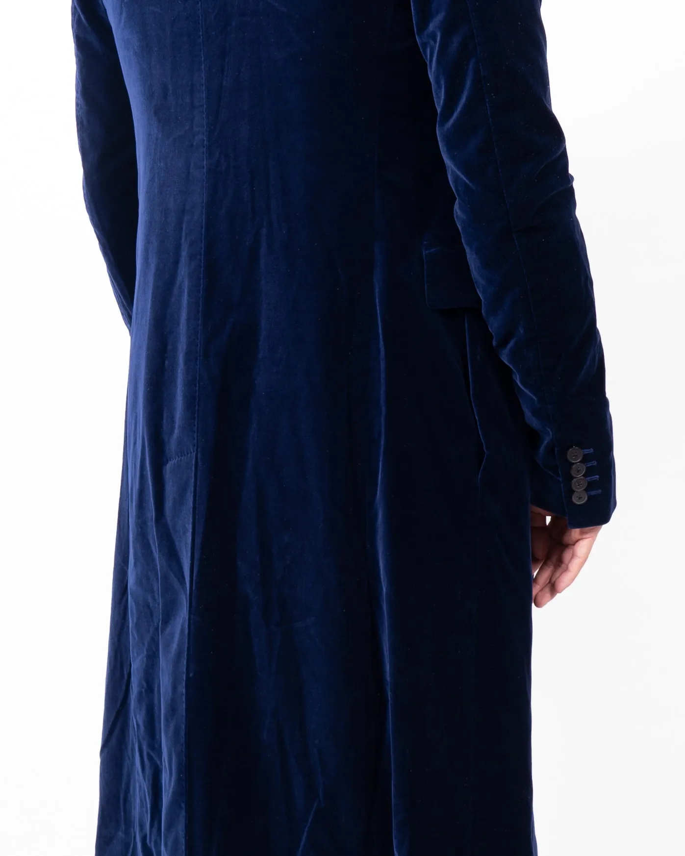 FW20 Classic Double Breasted Coat in Blue Velvet