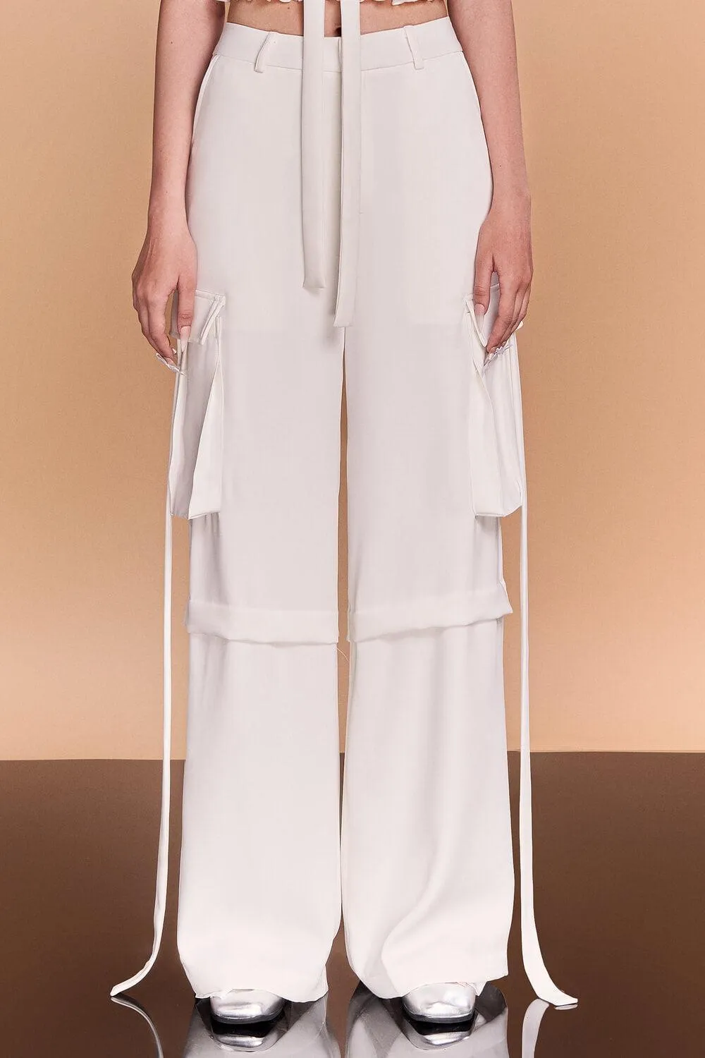 Genesis Straight Cargo Pocket Crepe Floor Length Pants