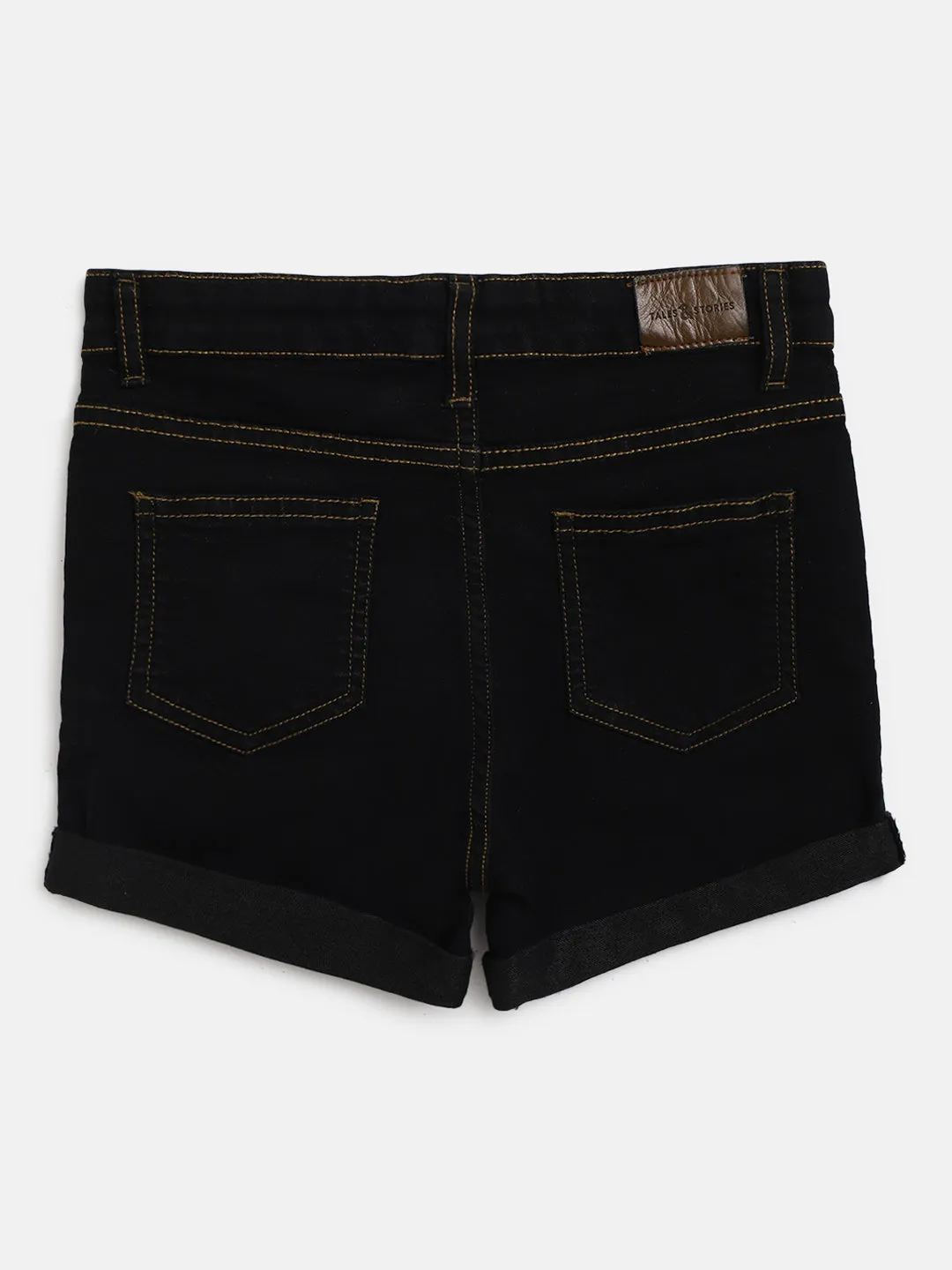 Girls Black Denim Shorts