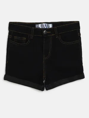 Girls Black Denim Shorts