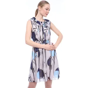 Indigo Frill Neck Chiffon Dress