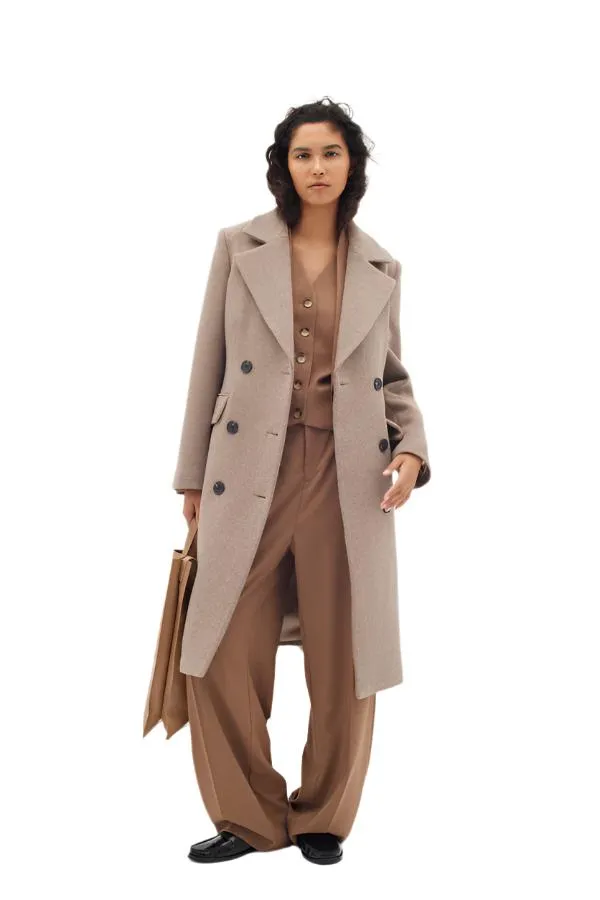 InWear Womens Thora Lapel Coat Sandy Grey Mel