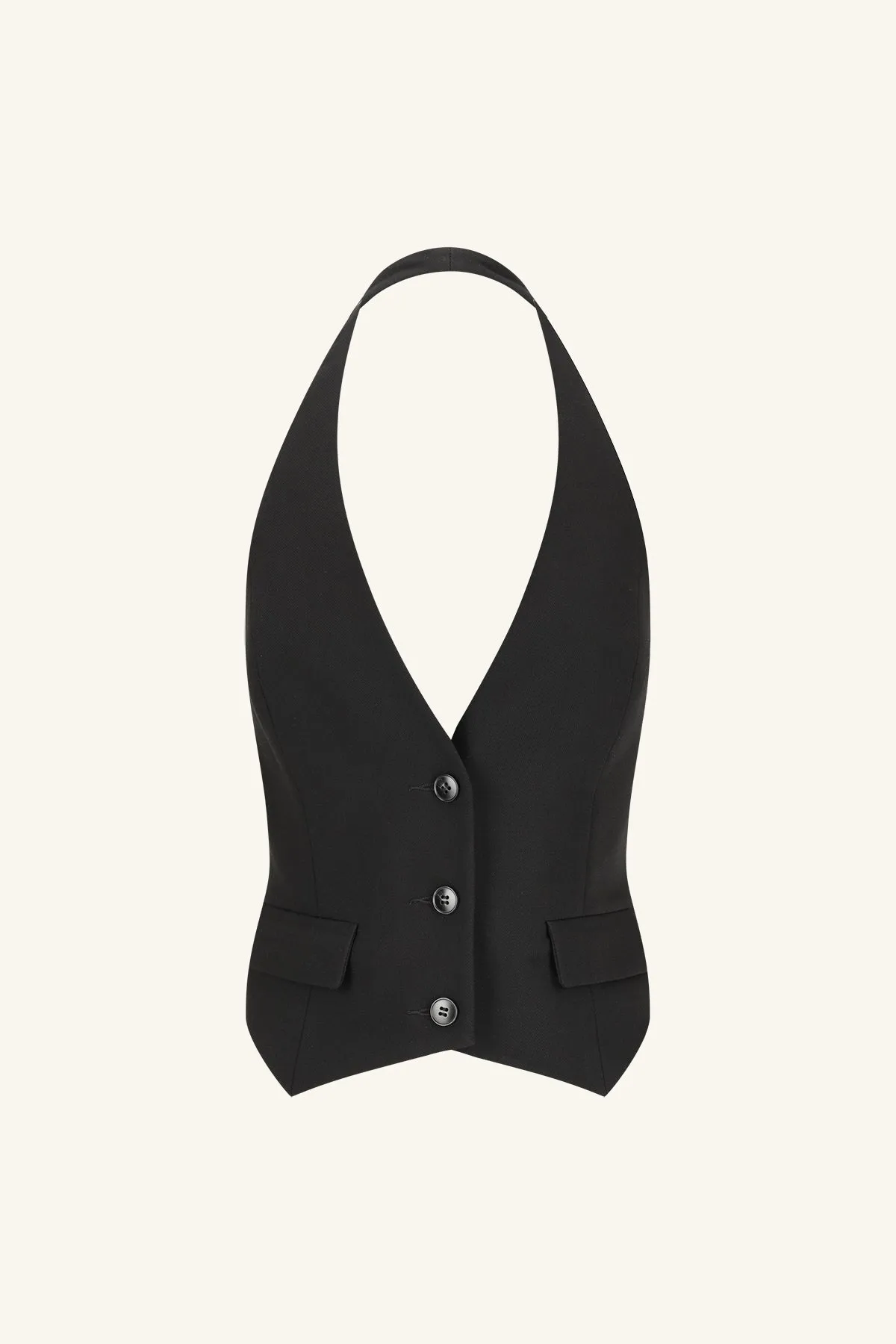 IRENA TAILORED OPEN BACK VEST - BLACK