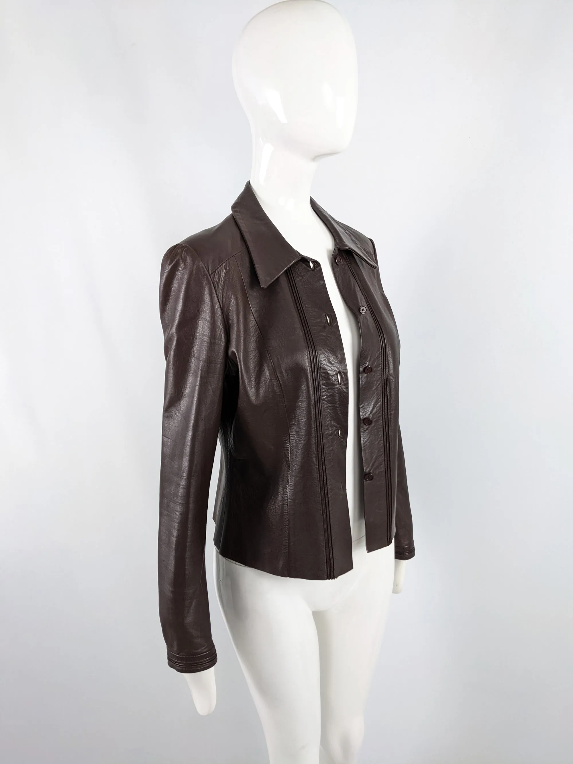 Joseph Vintage Womens Brown Leather Jacket, 1990s