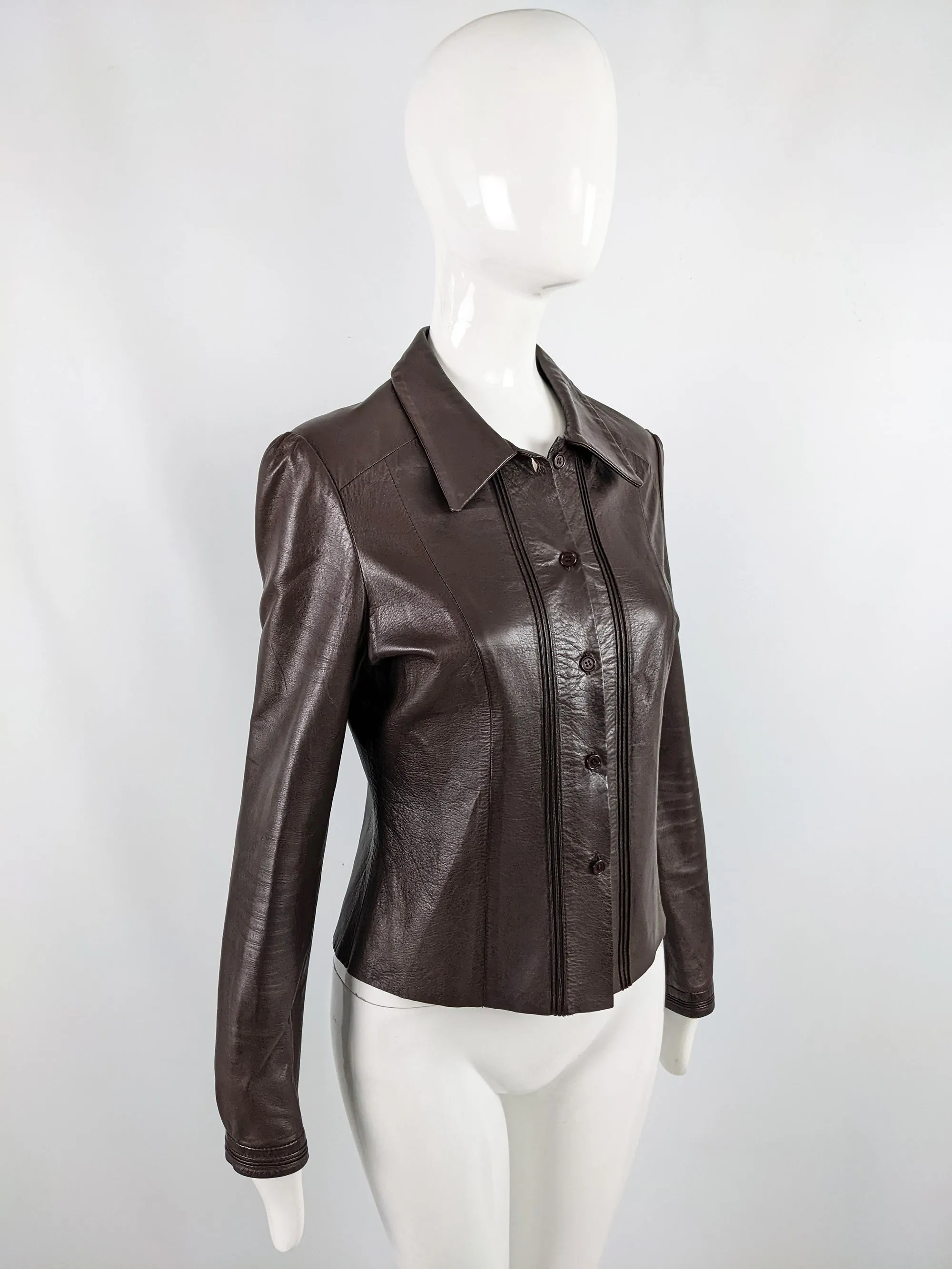 Joseph Vintage Womens Brown Leather Jacket, 1990s